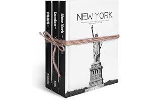 Eufrozy Hardcover Fashion Decorative Books, NEW YORK | LONDON | PARIS Coffee Table Books 3pcs Set with Blank Pages, Modern Stacked Books for Shelf Decoration Books Display Living Room Decor