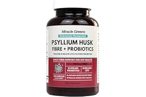 MACRO GREENS Powerful 4000mg Psyllium Husk Fibre with Probiotics – 20 Billion CFU with 10 Strains – Natural Easy to Absorb Fibre from Plantago Ovata Seeds - 120 Capsules to Promote Regularity & Digestive Health