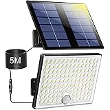 Lampada Solare da Esterno, Faretto Led da Esterno con Sensore di Movimento, Luce Solare Led Esterno con Pannello Solare, 113 