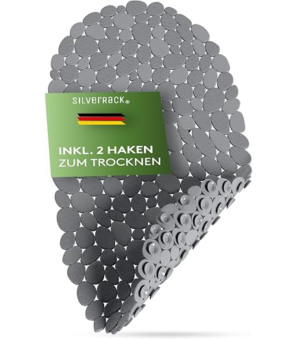 Tapis de bain antidérapant - 40 x 100 cm - Doux et confortable - Avec trous de drainage - En PVC et uffa - Séchage rapide - Gris
