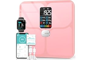 ABLEGRID Body Fat Scale,Digital Smart Bathroom Scale for Body Weight and Fat Percentage,Large LCD Display Screen,Accurate Body Composition Analyzer with Fitness App,BMI,Heart Rate,400lb,Rechargeable