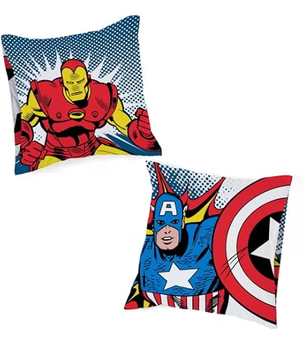 Lot De 2 Taies D'Oreiller Avengers 100% Coton 50x80cm - Personnages Marvel Disney
