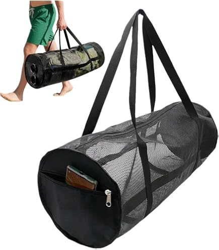 2 Pcs Grande Borsa da Spiaggia in Rete,40cm Length La Borsa Spiaggia in Tessuto a Rete Pieghevole e Riutilizzabile per Riporvi Giocattoli da Bambino,per Picnic,Spiaggia,Campeggio(Verde&Rosa