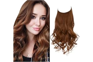 SARLA Hair Extension 18 Inch Invisible Adjustable Wire Hair Piece Curly Wavy Long Synthetic Hairpieces for Women Natural Heat Temperature Fiber (18 Inch (Pack of 1), Light Auburn)