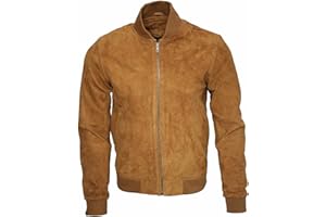 INFINITY LEATHER Męska kurtka bomberka ze skóry zamszowej Varsity