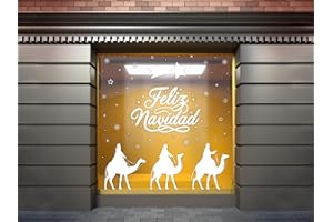 OEDIM Vinilo Para Escaparates Decoración Navidad Reyes Magos Estrellas | 100 cm de largo x 100 cm de alto | Vinilo Adhesivo | Decora tu escaparate | Pegatinas Adhesivas Escaparate | Vinilos para negocios