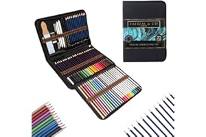 HTI Fairfax & Co 72-Piece Sketching & Drawing Pencil Set | Artist Kit with Shading, Colouring & Charcoal Pencils | Portable Art Supply Case for Kids, Adults & Beginners