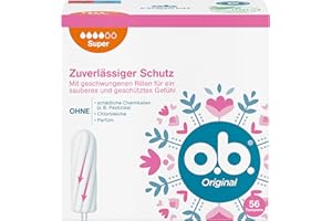 o.b. Tampones originales Super para días fuertes con tecnología StayDry y ranuras curvadas para una protección fiable y una sensación limpia (56 unidades)