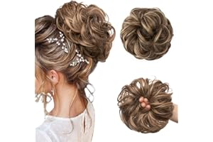 JJstar Moños Postizos, Grande Coleteros Pelo Mujer Postizos de Pelo Natural Rizado Ondulado Postizos Moño y Coletas Extensiones de Cabello, Moño Sintético Despeinado para Mujeres