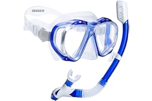 Dizokizo Snorkel Set Adults Snorkel Mask 180 Panoramic View Anti-Fog Anti-Leak Adjustable Straps Easy Breathing Diving Mask for Scuba Swimming Diving