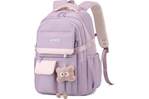 SUNYBLIS School Bags For Girls,Aesthetic Back to School Backpack Cute Preppy with Pendant Ladies Rucksack Women Lightweight Waterproof Travel Back Pack for Teenage Primary Secondary School Girls Boys