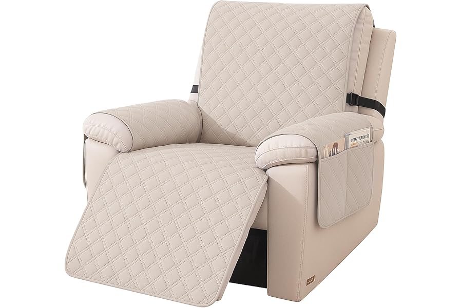 YSTELLAA Fundas Sillon Relax Reclinable 1 Plaza, Beige | Funda Sillo Antimanchas Antideslizante, Fundas para Sillones co