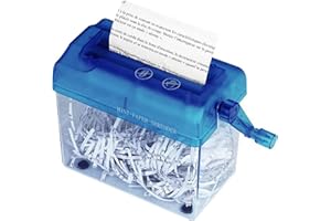 MEIN HERZ Portable Hand Shredder,Portable Mini Desktop A6 Paper Shredder and Letter Opener, Hand Crank File Paper Shredder Heavy Duty Color Paper Cut Shredder for Office Home School (Blue)