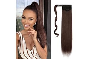 BELEVO Coda Capelli Extension, 60cm Coda Finta Capelli Extension Naturali Natura Capelli Lisci Sintetici, Code Finte Per Capelli 100g