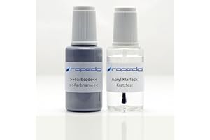 Lot de stylos de retouche pour Peugeot KWE BLANC NACRE 20 ml + vernis transparent 20 ml + argile de base 20 ml