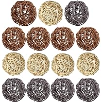 M METERXITY 25-Pz Palle Vimini Rattan 30mm/1.2 Palle Decorative in Rattan Sfere Riempitivo Vaso Riempitivo per Natale/Matrimoni/Thanksgiving/ Artigianato/Arredamento Casa [Nero