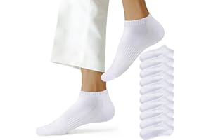 NUOZA 10 Paires Chaussettes Homme 39 42 Chaussettes Femme Blanche Coton Socquettes de Sport Sockettes Respirant Unisexe,Blanc, 39-42