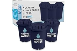 PH001 Blue Alkaline Water Filter – Replacement Water Filter By Invigorated Water – Water Filter Cartridge - For Invigorated Living Pitcher, 96 Gallon Capacity (3 pack)
