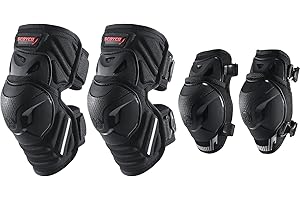 SCOYCO 4pcs Moto Ginocchio Parastinchi Pad Nero Regolabile Ginocchio Pad Protector Armatura per Motocross Racing Mountain Bike