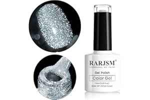 RARJSM Silver Glitter Gel Nail Polish Sparkle Nail Gel Varnish Requires Drying Under UV LED Lamp for Women Spring Summer Nail UV Beauty Art Design Salon DIY Home 1Piece 7.5ML