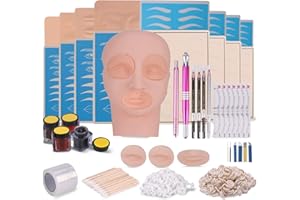 Microblading Practice Kit with Practice Skin, TopDirect Complete Eyebrow Tattoo Set, Semi Permanent Makeup Flat Head Eyebrow Lip Tattoo, Microblading Eyebrow Training Practice Tool Kit