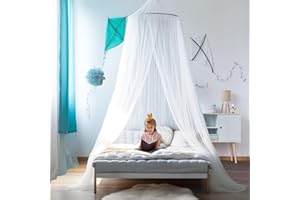 SZHTFX Moustiquaire Blanche pour Ciel de lit, Grand lit dôme à Suspendre, Tente pour lit Double/Simple, Couverture de 12 mètres, idéale pour la Maison ou Les Vacances (Moustiquaire Blanche)