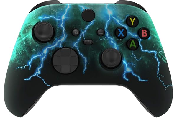eXtremeRate Coque de Remplacement pour Xbox Séries X/S, Coque Etui Avant Customisée pour Xbox Séries X/S Manette, Tonnerre d'Orage Vert