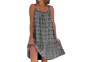 GRMLRPT Vestidos Verano Mujer Elegantes Vestidos Cortos con Estampados de Floral Sin Mangas Suelto Casual Chaleco Falda de Playa Vestidos de Fiesta Noche(Multicolor,S-XXL)