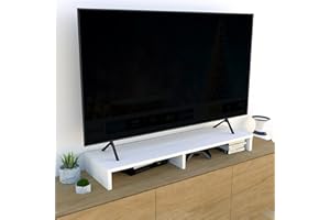 Henor Soporte TV Elevador Pantalla de Madera 115 x 35 x 12 cm Soporta 90 Kg. Blanco