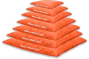 Kosiproducts Beanbag Floor Square Cushions Pillow indoor outdoor garden Water Resistant 100% Polyester [70cmx70cm, Orange]