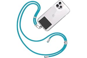 TBOC Cordón Correa Cuerda Universal [Turquesa] Colgar Funda Teléfono Móvil en Cuello - Cinta Cadena Colgante con [Parche Negro] de Plástico - Colgador Lanyard Regulable con Enganche Llavero