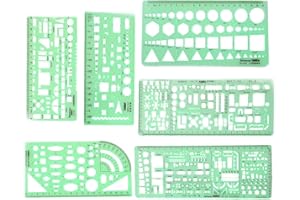 DOULEIN Disegno Righelli,6 Pezzi Modelli di Disegno Geometrico Modelli di Misura in Plastica Costruzione Cassaforma Stencil per Ufficio e Scuola, Edificio,Disegno