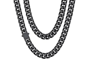 ChainsHouse Collier Chaine Homme Acier Inoxydable Maille Cubaine Ras de Cou Garcon[Argent/Or/Noir-Largeur: 4/6/9/13 mm-Longeur:46/51/55/61/66/71/76 cm] Choker Hip Hop Rappeur 32-298g