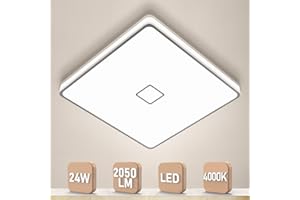 Plafoniera Led Moderna Lampada da Soffitto Airand 24W 2050LM Quadrata Led Luce per Bagno Soggiorno Cucina Camera da letto Sala Corridoio Ufficio Cantina e più,IP44 Impermeabile,Bianco Naturale,Ø 32cm