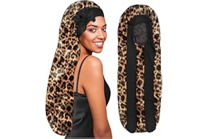 BONNET QUEEN Gorro de Seda Extra Largo con Banda Ancha, Ideal para Cabello Rizado, Gorro de Satén para Cabello Largo, Natural, Trenzas, Pelucas, Rastas, Dreadlocks, Patrón de Leopardo