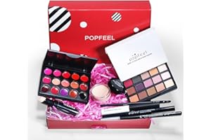 Holzsammlung 8Pcs Ensemble maquillage Kit tout-en-un démarrage maquillage avec fard paupières Brillant lèvres Pinceaux correcteur pour femmes Filles Beauté Cosmétique