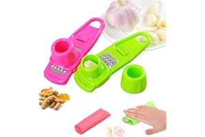 ZAHD 4 pezzi Pelapatate e grattugia aglio come spremiaglio Pela Aglio Gadgets Professionali Multi funzionale Aglio Ginger Press Pela Aglio in Silicone Manuale Sbuccia Aglio per utensili da cucina (A)