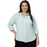 Style Quotient Plus Women Blue and White Stripe Polycotton Regular Formal Shirt