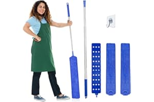 FRAGRATY Staubwedel Lang Ausziehbar, Waschbar Gap Dust Cleaner, Flexibler Staubwischer mit 3 Austauschbaren Tüchern Und 1 Haken, Staubreiniger Teleskop Flach Duster für Sofa-Bett-Möbel untere Deckenventilator