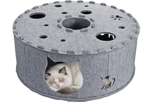 Luvore Túnel para Gatos, Cueva para Gatos de Interior, Juguete de Fieltro Suave para Gatos con Agujero Interactivo, túnel de Fieltro para hogares de Varios Gatos, Gris