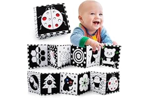 FAMIDIQGO Black & White Stoff-Buch,Zahlenlernspielzeug für Kleinkinder,Wahrnehmungs-Lernspielzeug,Geschenke für Babys
