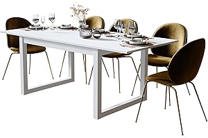 Newfurn Esstisch ausziehbar 160-200 cm inkl. Tischplatte Weiß Weiß Esszimmertisch Modern Skandinavisch - 160x75x90 cm (BxHxT) - Tisch Küchentisch Speisetisch - Esszimmer Wohnzimmer