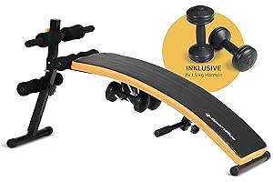 ‎SPORTPLUS SportPlus Sit Up Bank klappbar mit 2x 1,5 kg Hanteln, Bauchtrainer mit Beinfixierung, mit Handgriffen für diverse Übungen, Hantelbank, trainiert Bauch, Rücken, Schultern & mehr