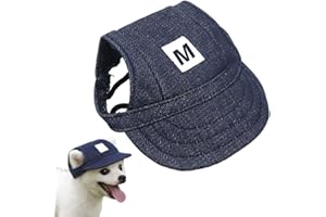 PYEUIFT Hunde Baseballmütze, Verstellbarer Hundecap, Mit Ohrlöchern, Atmungsaktiv, Sonnenhüte Für Sommer Reise, Blau, Größe M
