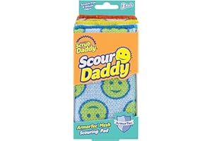 Scrub Daddy Scour Daddy - Eponge Vaisselle à Récurer, Tampon Cuisine pour éliminer la crasse Dure, Grattoir Vaisselle Reutilisable et Revêtement ArmorTec, Efficace pour Les Moules - Lot de 3