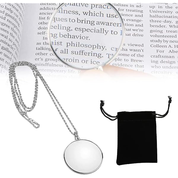 Monocle Loupe Collier 5x - Lentille Verre Optique, Chaîne Métal, Portable, Pour Lecture, Timbres, Bricolage, Cadeau Senior