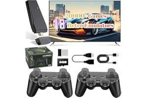 SNXIWTH Retro Game Console, Gaming Stick 4k HDMI Output with Built-in 20,000+ Games, Plug & Play Video Games for TV, Dual 2.4G Wireless Controllers, Toys Gifts for Kids Adult