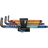 Wera 05022210001 950/9 Hex-Plus Multicolour HF 1 Multicolour Winkelschlüsselsatz, metrisch, BlackLaser, mit Haltefunktion, 9-