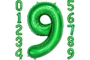 IEFOAH 40in Green Balloon Number 9, Helium Foil Mylar Number Balloon for Birthday Party Wedding Anniversary Decoration (Green, Number 9)