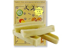 ARTISAN GIFT CO Osso da Masticare di Formaggio (Latte Yak) per Cani e Cuccioli 100% Naturali - Peso Minimo Confezione 380gr. (L - 4 unità Raccomandato per i Cani 18<25 kg)